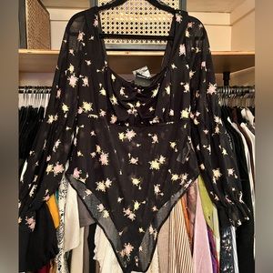Forever 21 Black Floral Bodysuit NWT Sz 1X